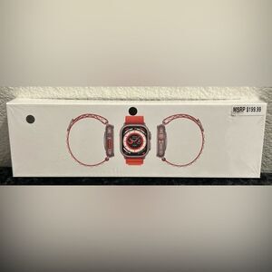 Sleek Red Smartwatch with Square Face and Modern Design